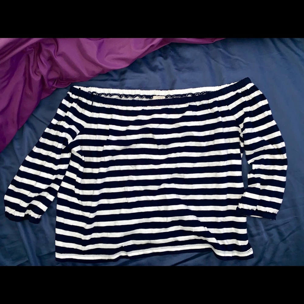 Off the shoulder quarter length J Crew top